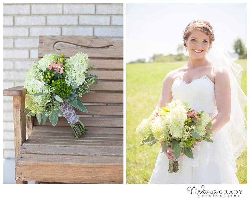 Melanie Grady Photography, beautiful bride, bridal bouquet, lace and burlap, country wedding