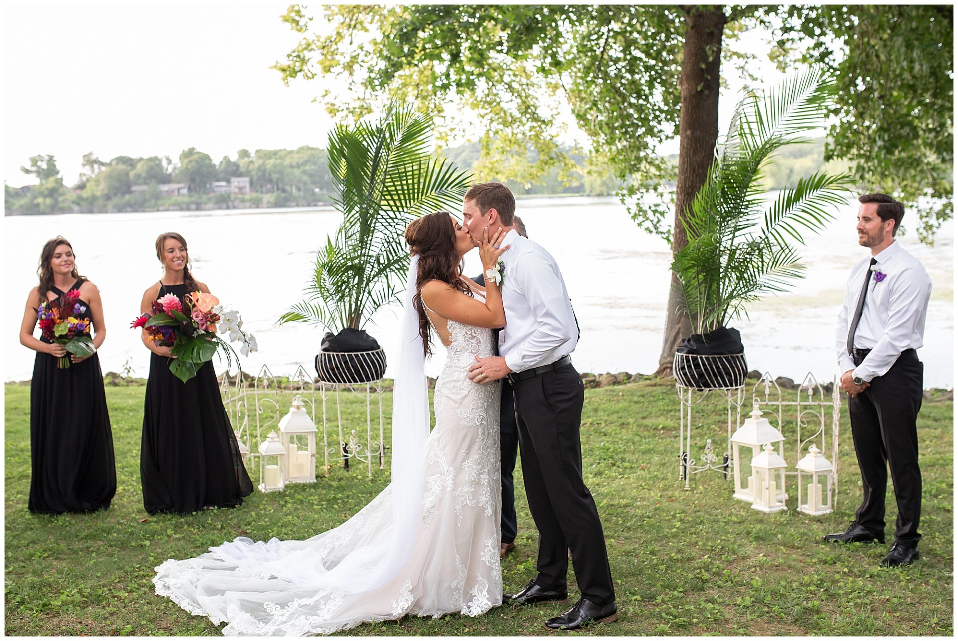 Summer wedding ceremony on the lake at The Estate at Cherokee Dock in Nashville, best Nashville wedding photographer, Melanie Dunn