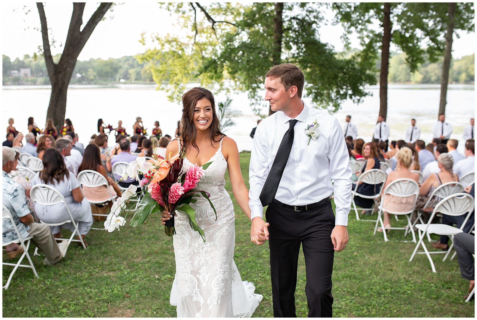Summer wedding ceremony on the lake at The Estate at Cherokee Dock in Nashville, best Nashville wedding photographer, Melanie Dunn