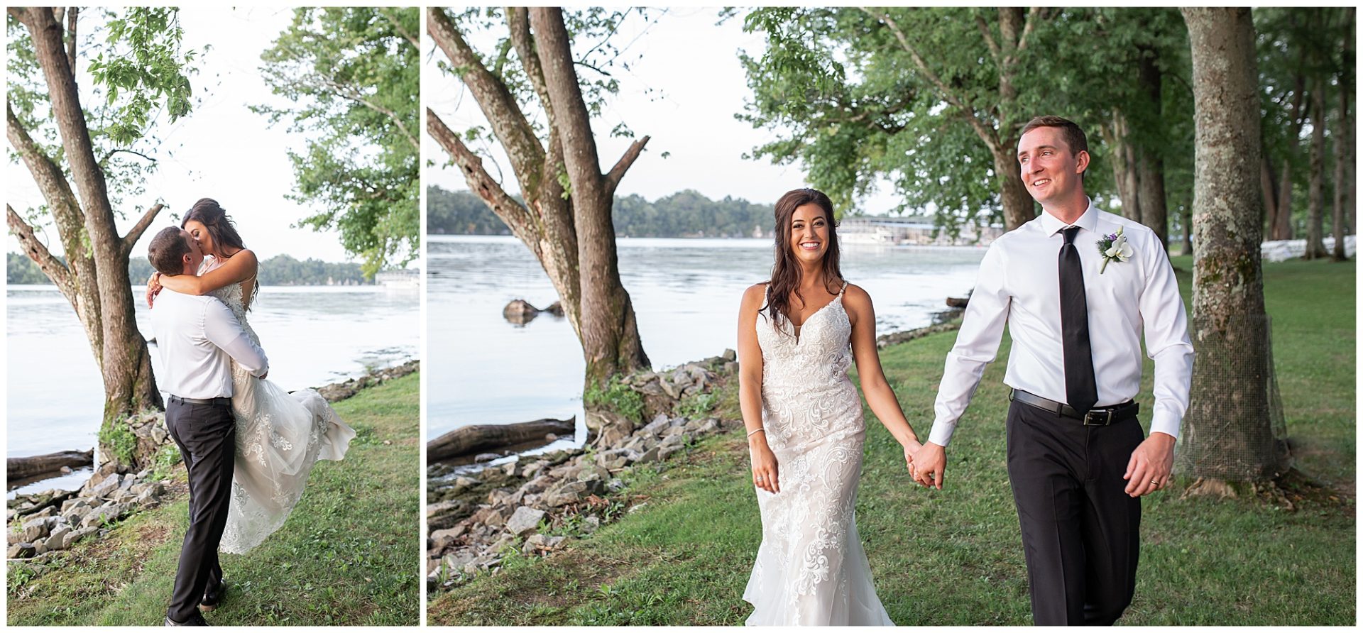 Summer wedding at The Estate at Cherokee Dock in Nashville with the  best Nashville wedding photographer, Melanie Dunn. Lakeside portraits